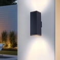 thumbnail image 2 of Mirrea 18 Inch Modern Outdoor Wall Sconce, 2-Light IP65 Waterproof Exterior Light, Rust-Resistant Aluminum Frame with Tempered Glass, Matte Black, 2-Pack, 2 of 8