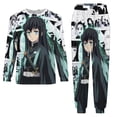 thumbnail image 5 of Demon Slayer Tokito Muichiro Men's Lounge Pajamas Set 2-Piece Crew Neck Sleepwear Soft Long Sleeve Top & Pants for Sleep, Home & Vacation 3XL, 5 of 8