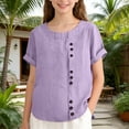 thumbnail image 2 of Zhanqunnn Girls Casual Button Down Shirt Soft Breathable Textured Loose Fit, Size 4-5 Years, 2 of 9