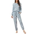 thumbnail image 1 of Conjunto de pijama de manga larga para mujer INSPIRE CHIC, sudadera de punto con estampado de estrellas, 2 piezas, ropa de dormir L gris claro, 1 of 6
