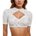 thumbnail image 1 of WZXFASHION Blouse Dirndl Blanche pour Femmes Col en V Manches Courtes Élégantes pour Costume Robe Camisoles&Réservoirs Blanc P, 1 of 7