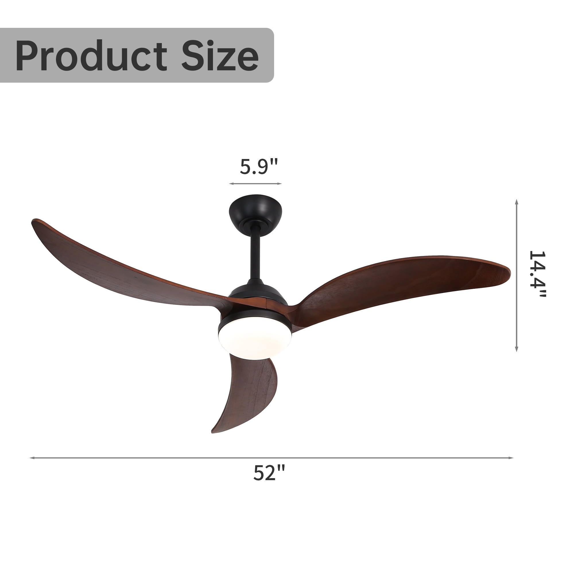 52 Inch Ceiling Mounted FanLight Ceiling Fan with Lights and Smart Remote Control 6 Speed Quiet Reversible DC Motor for Bedroom Restaurant Household Indoor &Outdoor