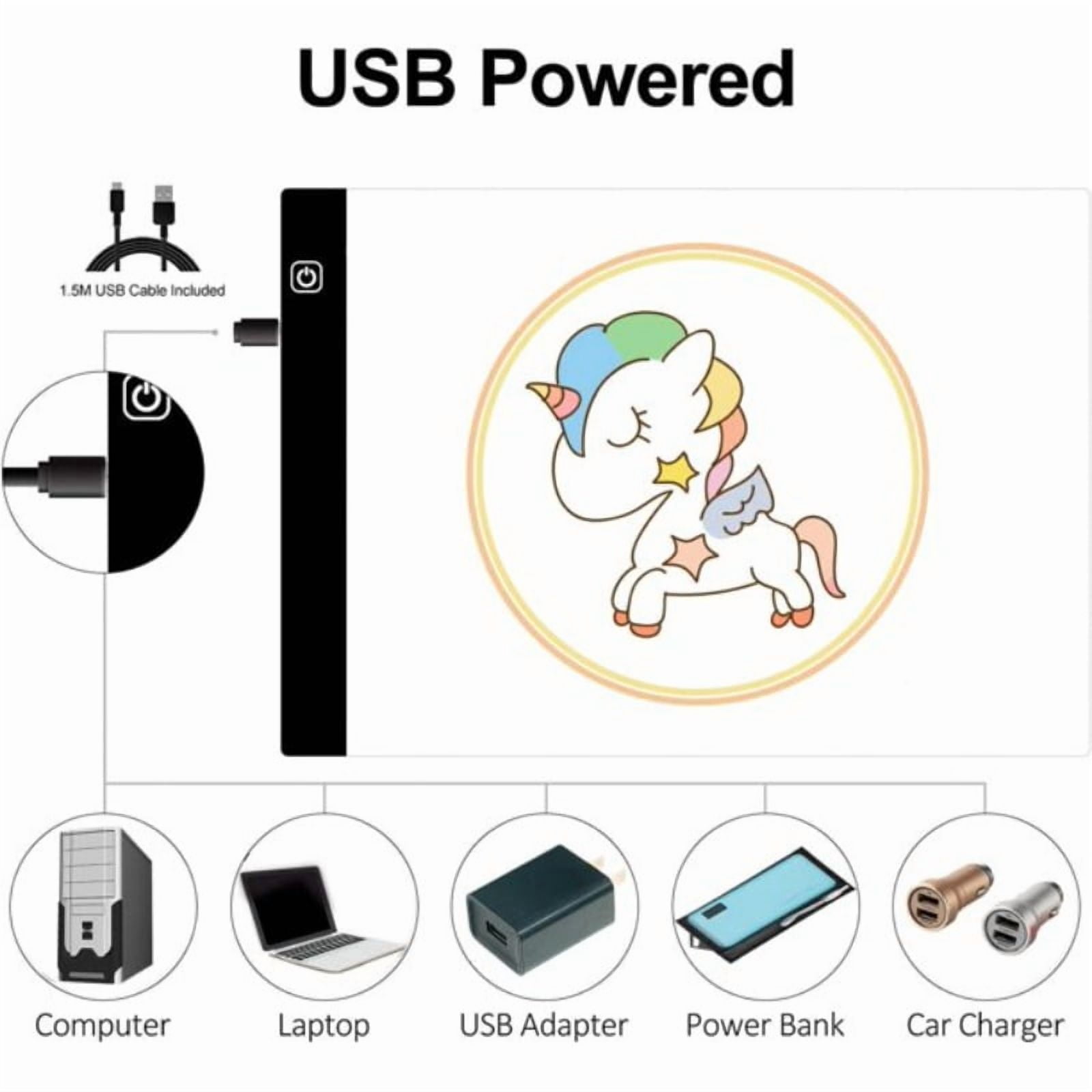 A4 LED Light Pad for Diamond Painting, Super Bright USB Powered Light Board Kit with Detachable Stand, and Black Pad Clip (Pad and Bag)