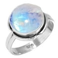 thumbnail image 1 of 925 Silver Ring For Women - Men White Real Rainbow Moonstone Stone Silver Ring Size 12 June Birthstone Boho Silver Ring Size 12 Gift For Girl Friend On Halloween 925 Gemstone Silver Jewelry, 1 of 6