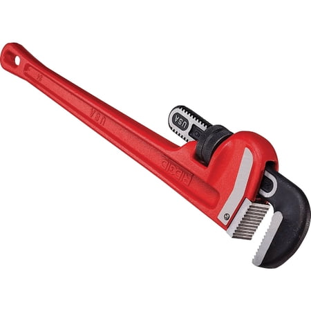RIDGID 31030 Heavy-Duty Straight Pipe Wrench 24 Sturdy Plumbing Wrench with Self Cleaning Threads and Hook Jaws Red Small