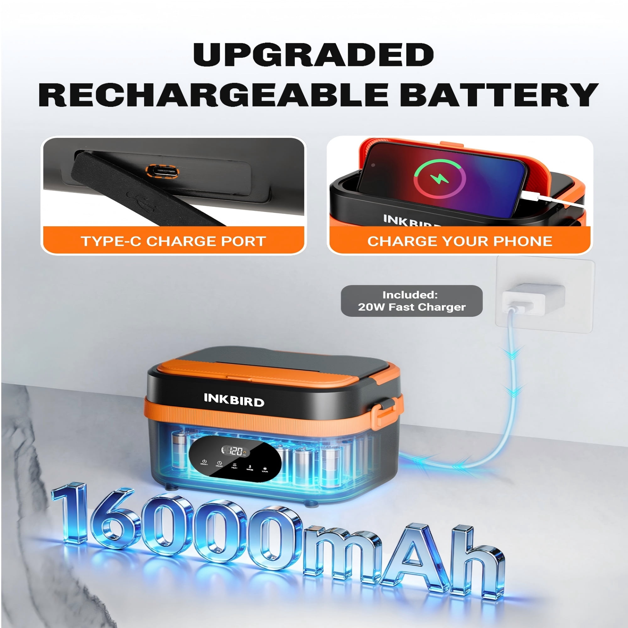 INKBIRD Cordless Electric Lunch Box, Heated Food Warmer with Scheduled Heating, Portable, Dishwasher Safe