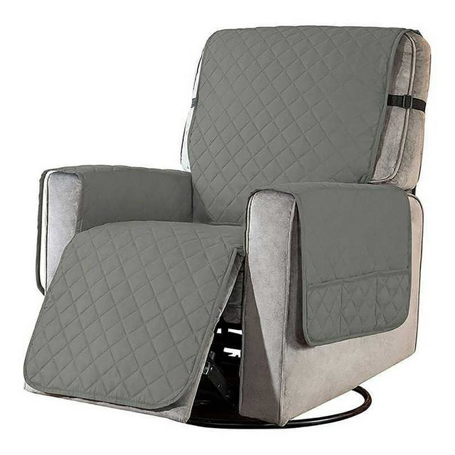 Housse Réversible pour Fauteuil Inclinable, Housse Imperméable avec Poches Latérales, Protège-Fauteuil Inclinable Lavable avec Sangles Élastiques pour Enfants, Chien, Housses de Sofa Inclinable 3 Places