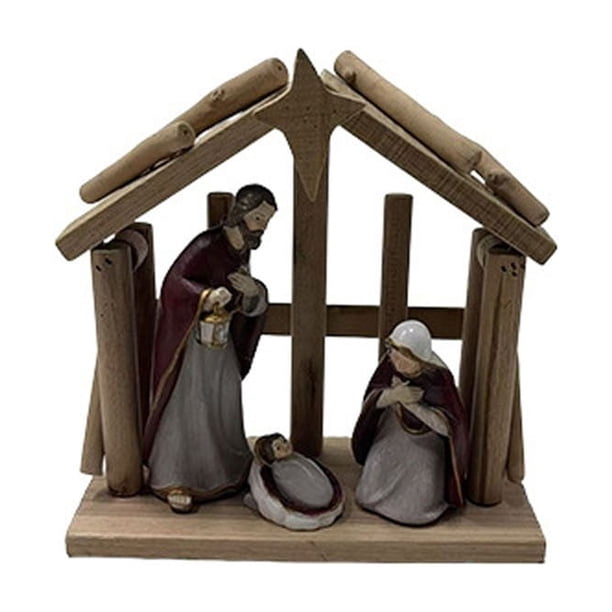 Nativity Scene Figurine Holy Family Figurine, Figurine Nativity Scene, Handmade Ceramic, for Bedroom, High Quality, Religious Decor, Stable Base, for Home