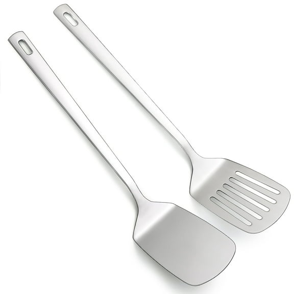 ReaNea  Spatulas Set, Stainless Steel Solid Turner and Slotted Turner, Kitchen Spatulas Pack of 2