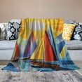 thumbnail image 2 of Chilfamy Sailboat Colorful Sea Sun Flannel Throw Blanket for Couch Sofa Bed All Seasons Lightweight Soft Blanket 40x50in, 2 of 6