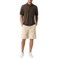 thumbnail image 2 of INSPIRE CHIC Mens Summer Casual Short Sleeve Solid Color Texture Knit Polo Shirts XL Dark Brown, 2 of 5