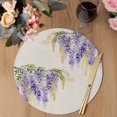 thumbnail image 3 of Purple Weeping Floral Round 13 Inch Placemats Set of 2, Spring Summer Pastoral Flowers Rustic HeatResistant Non Slip Place Mats for Dining Table, Wipeable Braided Kitchen Table Mats for Housewarming, 3 of 9
