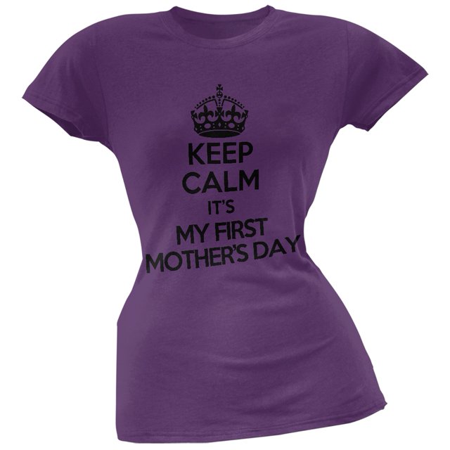 Keep Calm Premier Jour des Mères T-Shirt Doux Juniors Violet