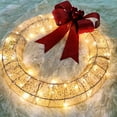 thumbnail image 4 of 20 Inch LED Christmas Wreath with Warm White Lights and Big Bow - Metal Frame Door Hanging Decor with Energy Efficient bulbs for Indoor Outdoor Holiday Christmas Decorations, 4 of 9