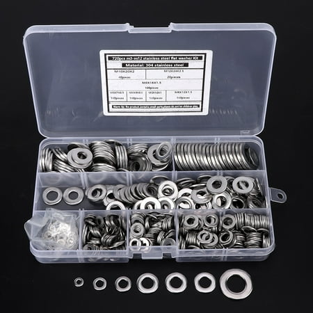 

720Pcs Washer Kit Spring Gasket Flat Washer 304 Stainless Steel Home With Storage Box Rust Resistance For Fastening