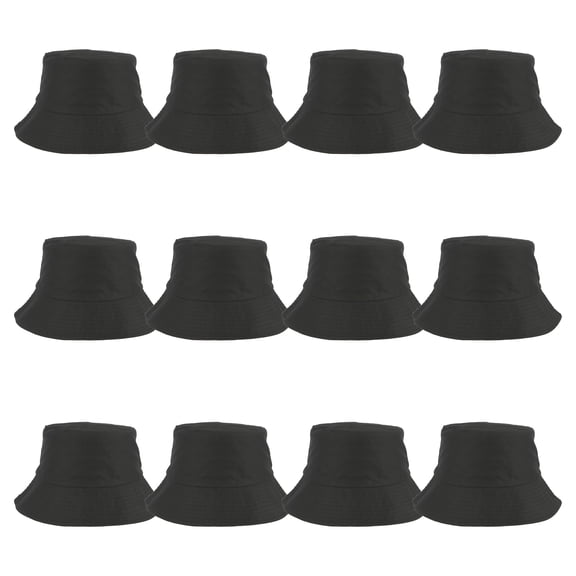 Black Bucket Hat by Make Market – Cotton-Poly Blend Blank for DIY Customization with Fabric Paints - Markers & Embellishments - One Size Fits Most Adults - 12 Pack