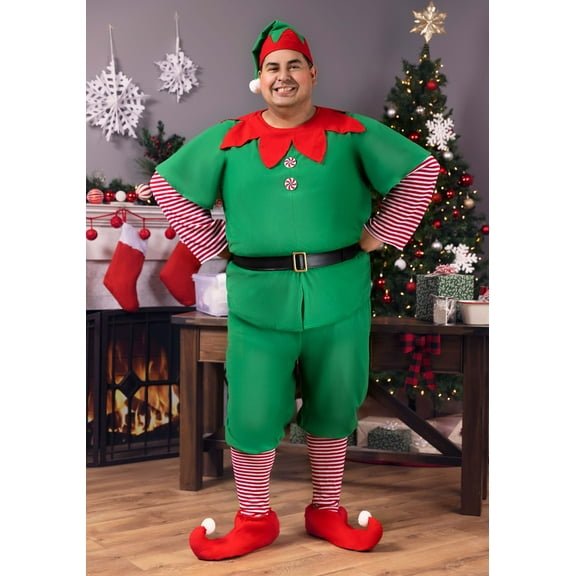 Men's Plus Size Holiday Elf Costume