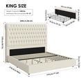 thumbnail image 3 of Homfa 54.7" Tall Headboard Bed Frame, King Size Storage Bed with Tall Headboard, Tall Upholstered Bed with Footboard and Drawers, off-white, 3 of 7