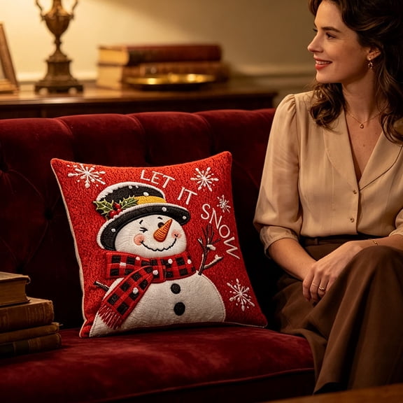 Antqov Christmas Pillow Covers 18x18" Holiday Throw Pillow Cases Winter Xmas Decorative Pillowcase for Sofa Couch Living Room Home Christmas Decorations
