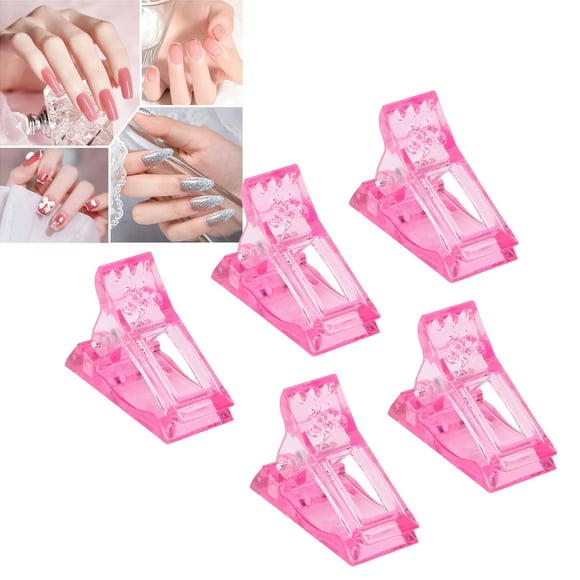 Nail Tips Clip, Acrylic Wear Resistant Nail Extension Clip for Home for Women for Nail Salon Pink