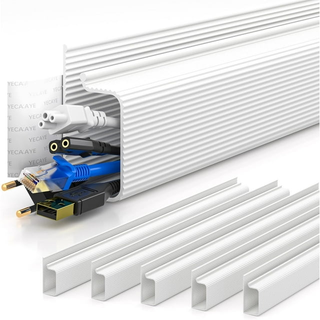 in Cable Management Under Desk - X .in Desk Cord Cable Organizer - J Channel Cable Raceway - Computer Wire Management - No Screw No Drill Desk Cable Tray for Office Home -
