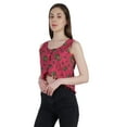 thumbnail image 3 of Moomaya Printed Tassels Crop Top For Womens Summer Button Down Sleeveless Blouse, 3 of 8