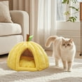 thumbnail image 5 of Hvmvliv Cat Beds for Indoor Cats Covered Cat Bed Bed Soft Warm Comfy Large Cat Bed Washable Pet Bed Yellow, 15.7x15.7 in, 5 of 6