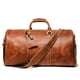 thumbnail image 2 of Bolsa de viaje de piel Leathfocus, clásica para hombre, bolsa de fin de semana de piel para toda la noche, de grano completo, retro, deportiva, gimnasio, equipaje de mano con cremallera YKK (marrón), 2 of 7