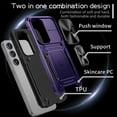 thumbnail image 3 of SaniMore for Samsung Galaxy S23 Stand Case, Slide Camera Cover 360 Degree Rotating Kickstand Magnetic Car Mount Hybird Tri-layer Rugged Shell Military-grade Shockproof Anti-drop Cover, Purple, 3 of 10