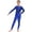 Blue, variant on Girls Shiny Sequins Jumpsuit Full Body Unitard with Flowy Skirt Mesh Splice Ballet Dance Bodysuit Red 6