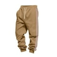 thumbnail image 6 of Bosfbaoi Men's Tapered leg Trousers Casual Relaxed Fit Sweatpants Solid Color Striped Vintage Texture Drawstring Pockets Elastic Waistband Japanese Style Terry Cloth Trousers, 6 of 7