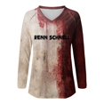 thumbnail image 3 of MHFRRA Camiseta de Manga Larga con Estampado de Manchas de Sangre para Mujer, Estilo Informal, para Fiesta de Halloween, con Cuello Alto, para Primavera, Verano y Otoño. Café, 3 of 3