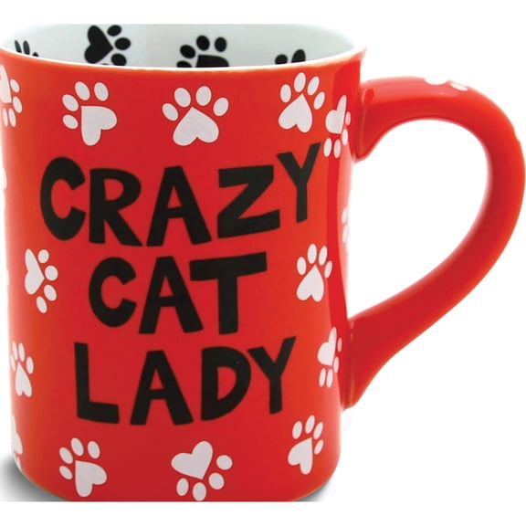 Fashion Our Name Is Mud Red, White And Black Crazy Cat Lady Mug (3.75 X 4.5) Made In China gm16197