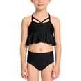 thumbnail image 6 of Einccm Girls 2 Piece Bikini Swimsuit Set for 2-12 Years, High-Waist Bottom with Strappy Cutout Top and Ruffle Detail, Fashionable Age-Appropriate Design for Beach Pool, 6 of 8