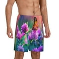 thumbnail image 2 of Daiia Wild flowers of clover and butterfly Pattern Mens Woven Stretch Pajama Short,Short Pajama Pants-XX-Large, 2 of 6