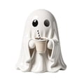 thumbnail image 3 of 3.94 Inch Cute Ghost Figurine Holding Coffee Cup, Spooky Resin Ghost Statue Tabletop Decor for Halloween Coffee Station Kitchen Shelf, 3 of 7
