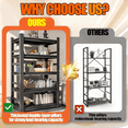 thumbnail image 5 of Metal BookShelf, 72'‘H x 48"W Industrial Bookshelves, Heavy Duty Storage Shelf for Books, Adjustable Standing Book Shelf for Living Room, Bedroom, Office, Library, Tool-Free Assembly, Black(5-Tier), 5 of 8