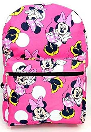 NEW Disney Minnie Mouse White Allover Print 16" Girls Large School Backpack