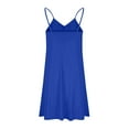 thumbnail image 5 of Otvok Ladies Fashion Camis Sleeveless V-Neck Dress Solid Pocket Blue Dresses, 5 of 6