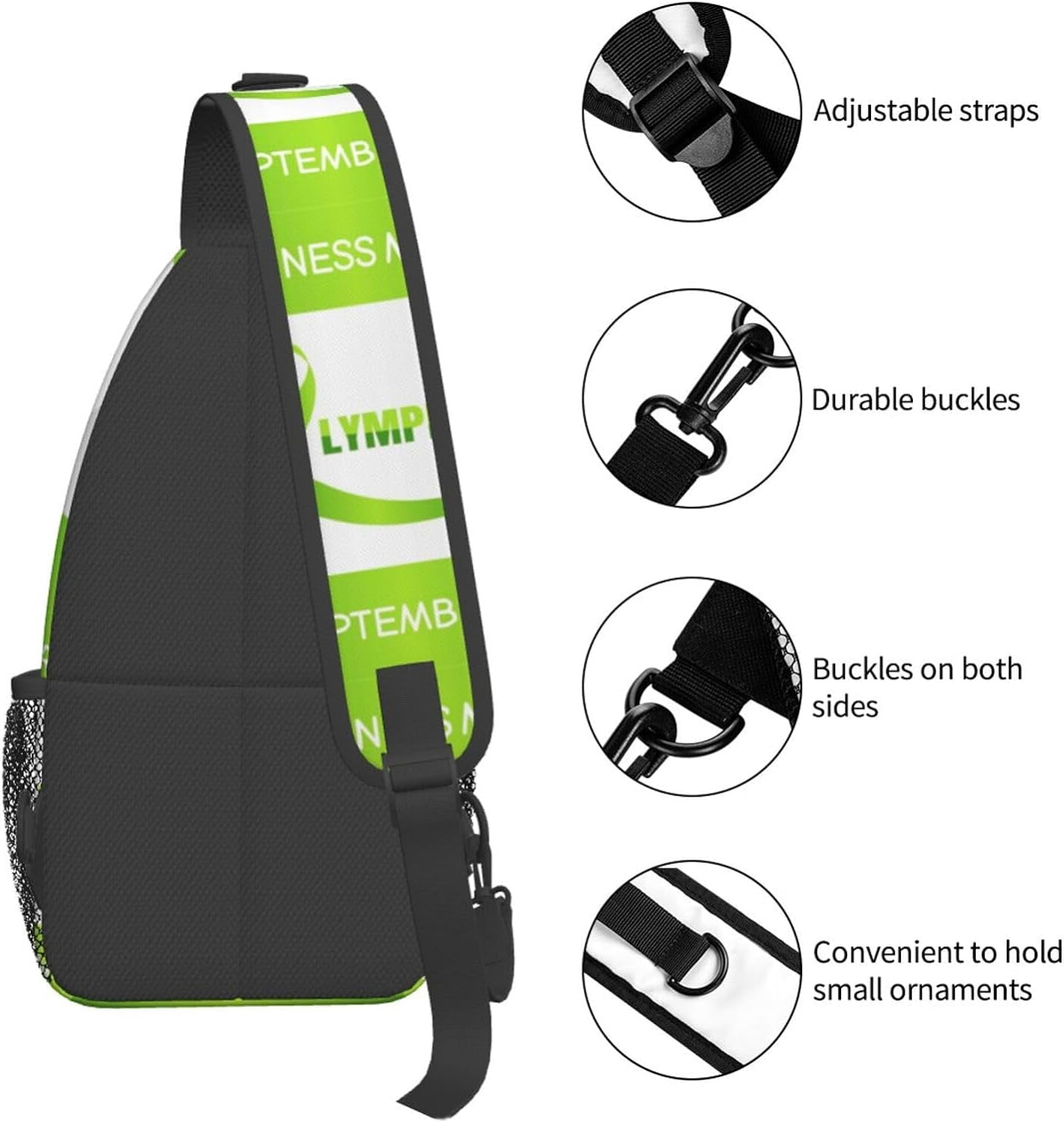 Lymphoma Awareness Month Sling Bag Crossbody Hiking Travel Chest Bags Backpack Shoulder Daypack for Women Men