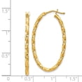 thumbnail image 3 of Real 14kt Yellow Gold 2mm Diamond-cut Oval Hoop Earrings; for Adults and Teens; for Women and Men, 3 of 3