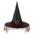 thumbnail image 1 of Sombreros de Halloween con hebilla en forma de corazón, sombrero de encaje de bruja, sombrero ancho acorralado para fiesta de festival, sombrero de poliéster para mujer, 1 of 2