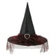 thumbnail image 1 of Sombreros de Halloween con hebilla en forma de corazón, sombrero de encaje de bruja, sombrero ancho acorralado para fiesta de festival, sombrero de poliéster para mujer, 1 of 2