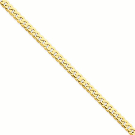 14K Yellow Gold 5.75MM Beveled Curb Link Bracelet, 8"
