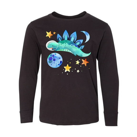 Inktastic Stegosaurus Space Dinosaur with Stars and Planet Long Sleeve Youth T-Shirt
