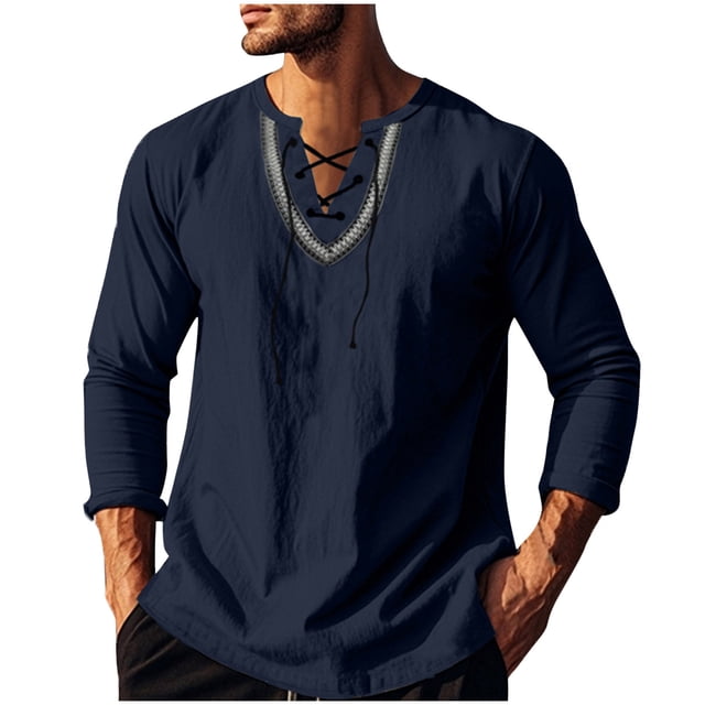 Blusas y camisas de manga larga con cuello redondo para hombre, informales, de color liso, con hombros descubiertos, rectas, con lazo en el pecho, bordadas, de licra.