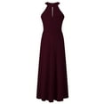 thumbnail image 5 of Wycnly Womens Dresses Party Prom Sexy High Slit Empire Waist Keyhole Long Dresses Fashion Solid Halter Sleeveless Maxi Summer Dress Red l, 5 of 7