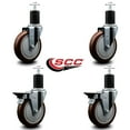 thumbnail image 2 of 5 Inch Maroon Poly Wheel Swivel 1-3/4 Inch Expanding Stem Caster Set 2 Brakes, 2 of 2