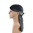 thumbnail image 3 of Mightlink Durag Cap Solid Color Ultra Soft Keep Warm Velvet Men Women Head Wrap with Long Tail for Winter, 3 of 7