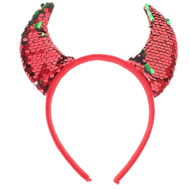 KAKOWELY Diadema de cuerno de diablo para cosplay, aro de pelo de cuerno de buey, accesorios para el cabello para fiesta de carnaval, disfraz de Halloween, accesorios de fotos para cosplay, rojo